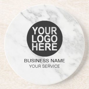 Dessous De Verre En Grès Logo personnalisé corporatif moderne marbre blanc/