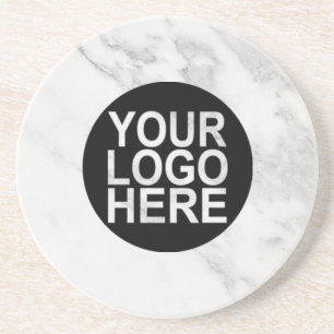 Dessous De Verre En Grès Logo personnalisé corporatif moderne marbre blanc/