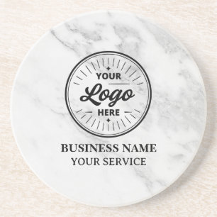 Dessous De Verre En Grès Logo personnalisé corporatif moderne Marbre blanc/