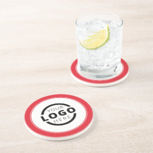 Dessous De Verre En Grès Logo promotionnel personnalisé en rouge