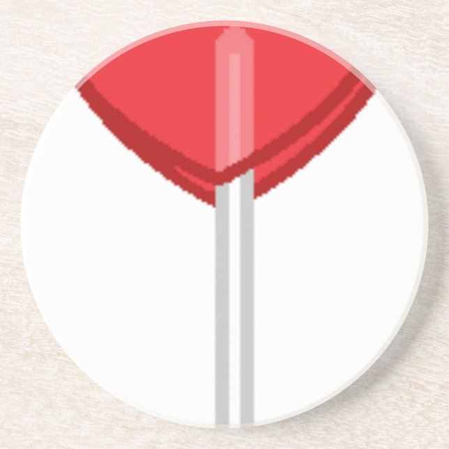 Dessous De Verre En Grès lollipop à coeur rouge (Devant)
