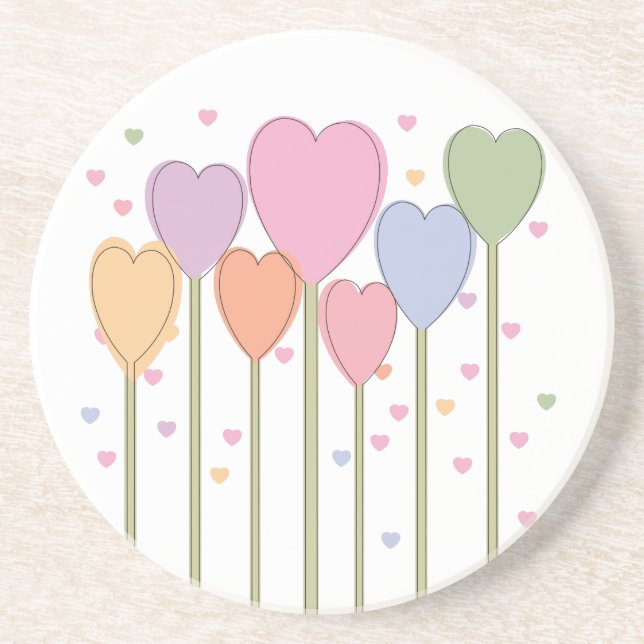 Dessous De Verre En Grès Lollipops de coeur lunaire (Devant)