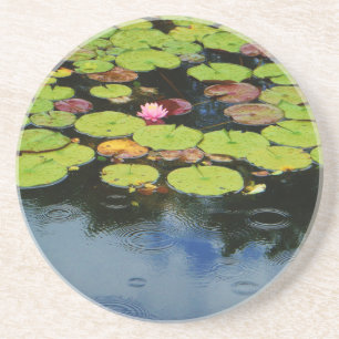 Dessous De Verre En Grès Lotus rose en pluie
