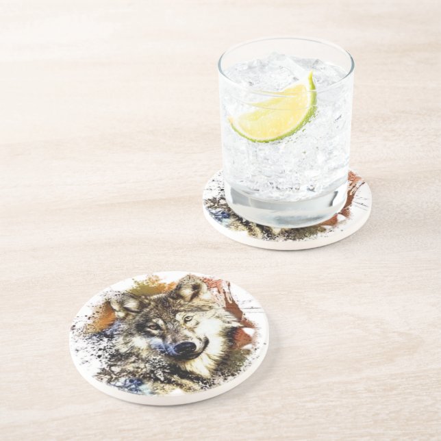 Dessous De Verre En Grès Loup   (Côté)