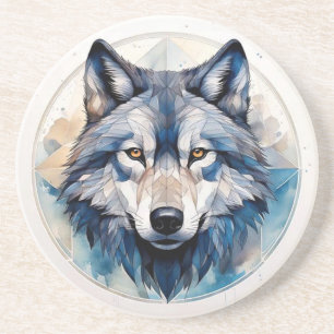 Dessous De Verre En Grès Loup aquarelle géométrique