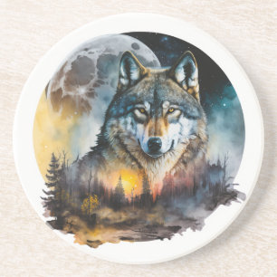 Dessous De Verre En Grès Loup de Dessous de verre de grès de Yellowstone