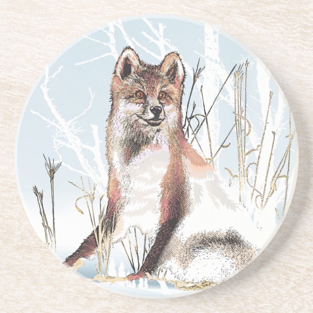Dessous De Verre En Grès Loup d'hiver (Devant)