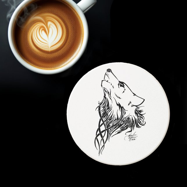 Dessous De Verre En Grès Loup noir de la tribu Howl (Créateur téléchargé)