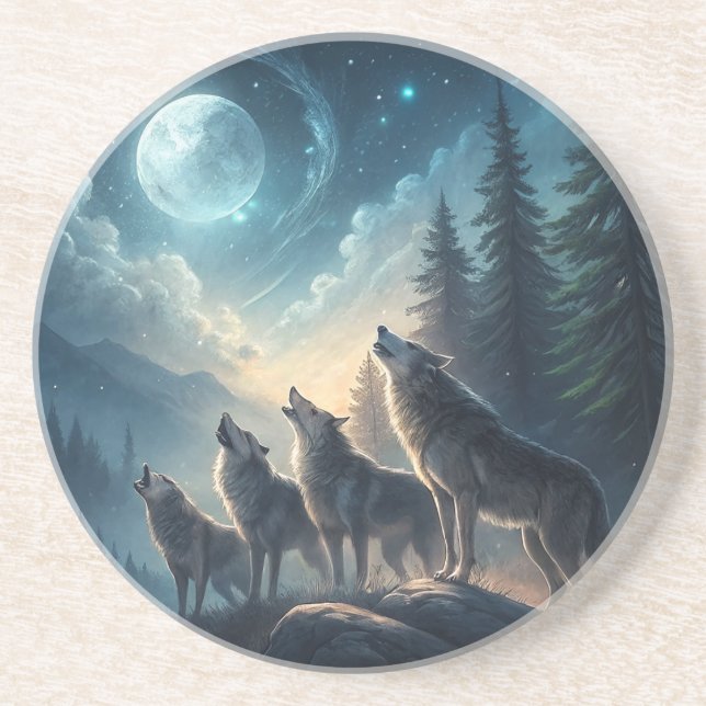 Dessous De Verre En Grès Loups (Devant)