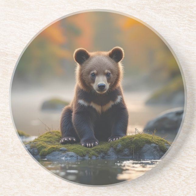 Dessous De Verre En Grès L'ours jeune en automne (Devant)