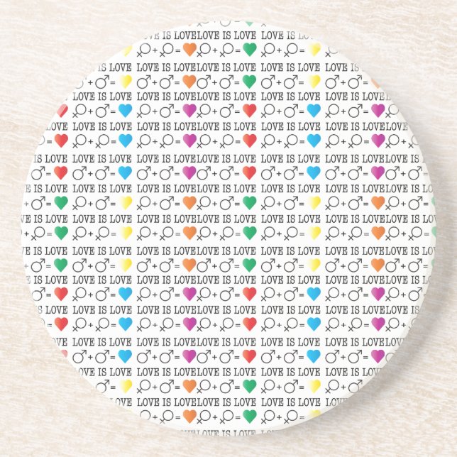 Dessous De Verre En Grès LOVE est LOVE égalité citation dans les couleurs a (Devant)