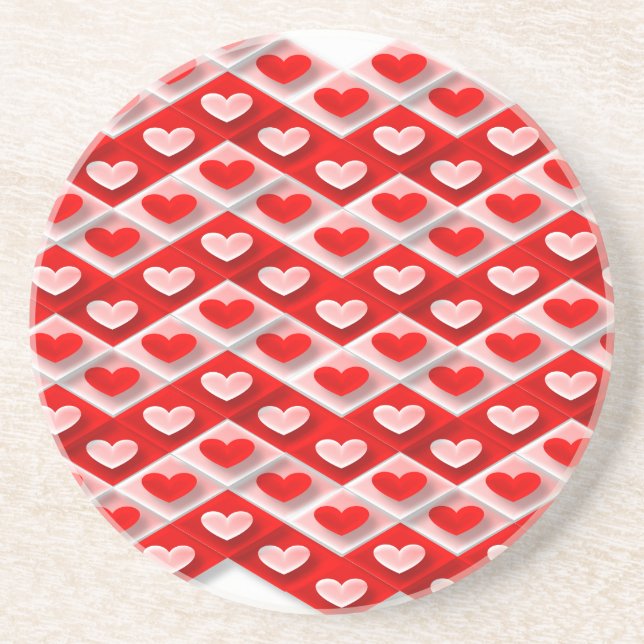 Dessous De Verre En Grès Love Heart Motif (Devant)