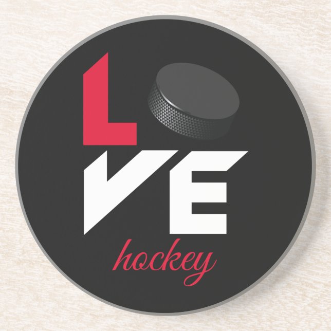 Dessous De Verre En Grès Love hockey (Devant)