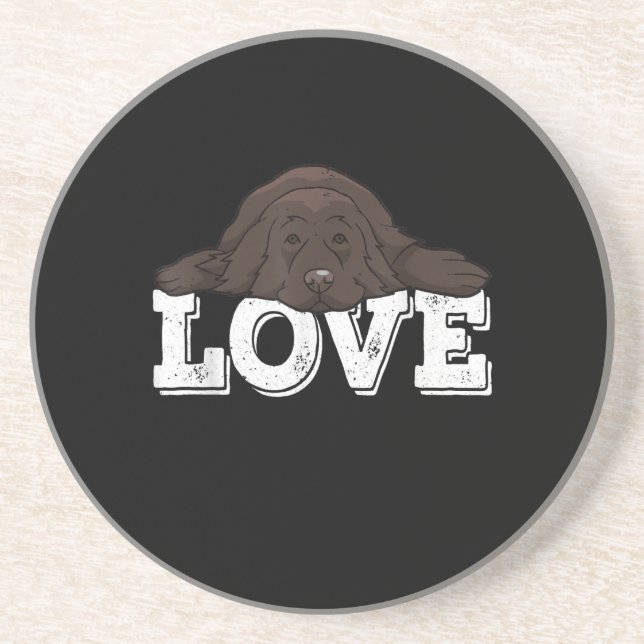 Dessous De Verre En Grès Love Newfie Chien Dormir | Décor (Devant)