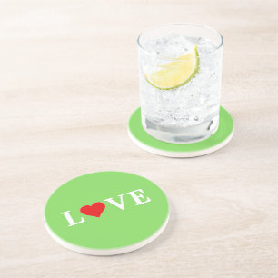 Dessous De Verre En Grès LOVE Trending Lime Green Moderne Élégant