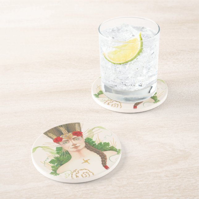 Dessous De Verre En Grès Lughnasadh Goddess Tailtiu (Côté)