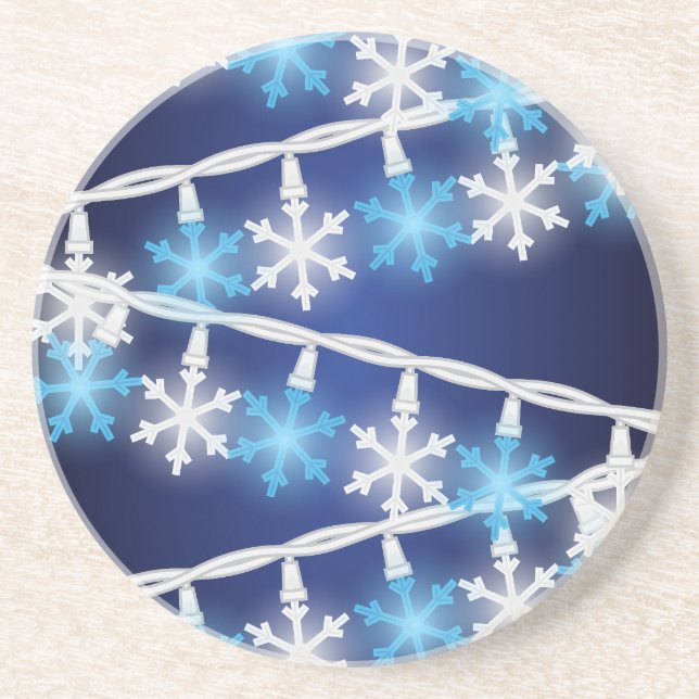 Dessous De Verre En Grès Lumières en forme de flocon de neige (Devant)