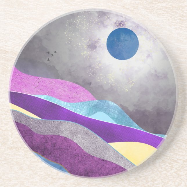 Dessous De Verre En Grès Lune bleue (Devant)