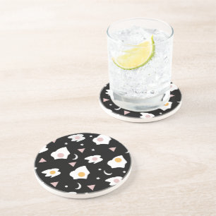 Dessous De Verre En Grès Lune de dîner d'œuf motif confettis