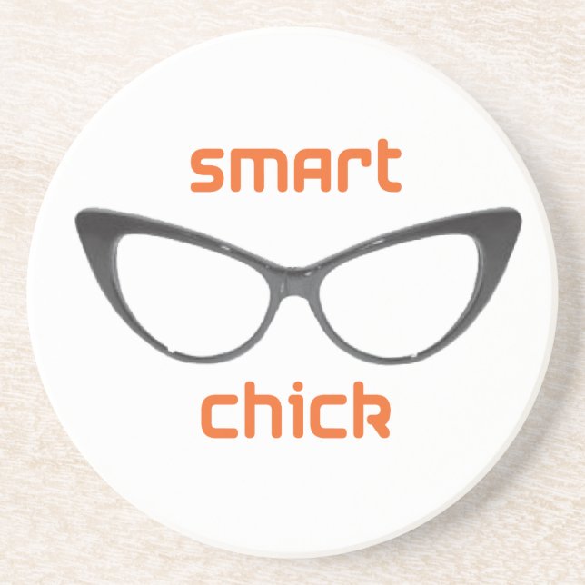 Dessous De Verre En Grès Lunettes intelligentes de geek de poussin (Devant)