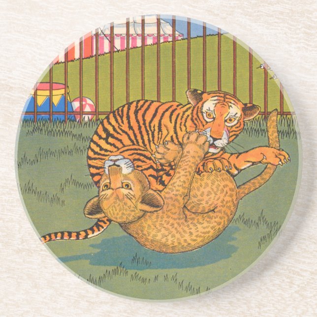Dessous De Verre En Grès lutte contre le tigre et le léopard (Devant)