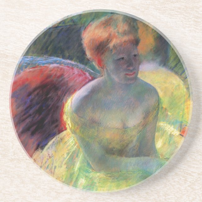 Dessous De Verre En Grès Lydia penche sur ses bras, assise dans un loge (Devant)