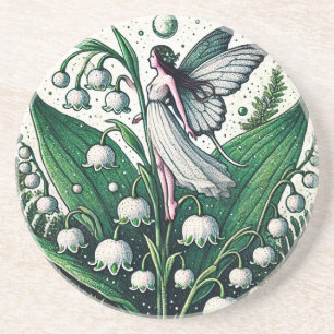 Dessous De Verre En Grès Lys de la Vallée Fée Illustration Printemps