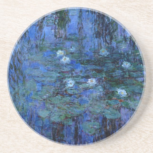 Dessous De Verre En Grès Lys d'eau bleu Claude Monet (Devant)