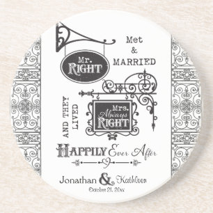 Dessous De Verre En Grès M. Right et Mme Always Right Mariage Mariage