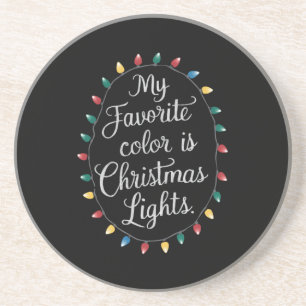 Dessous De Verre En Grès Ma couleur préférée est les lumières de Noël Xmas