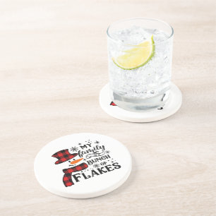 Dessous De Verre En Grès Ma famille est une bande de Flakes Snowflake