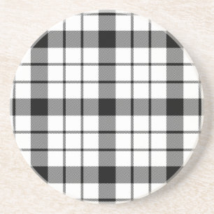 Dessous De Verre En Grès MacFarlane tartan noir blanc plaid