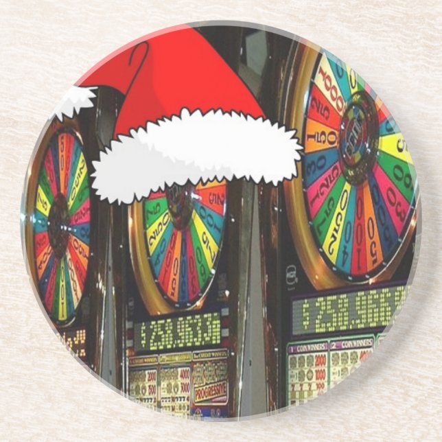 Dessous De Verre En Grès Machines à sous Santa Hat (Devant)