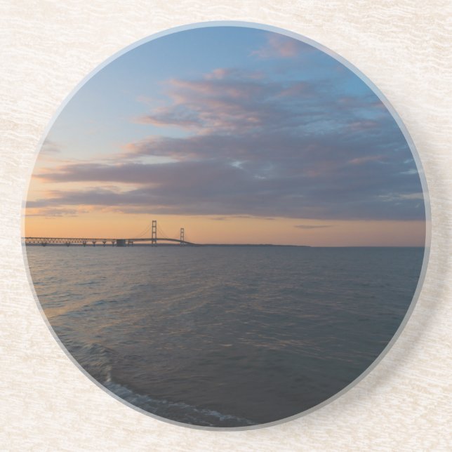 Dessous De Verre En Grès Mackinaw City Dusk (Devant)