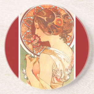 Dessous De Verre En Grès Madame Coaster de Nouveau d'art de Mucha