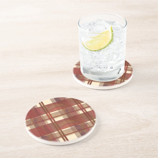 Dessous De Verre En Grès Madras Plaid Fall Red (Côté)