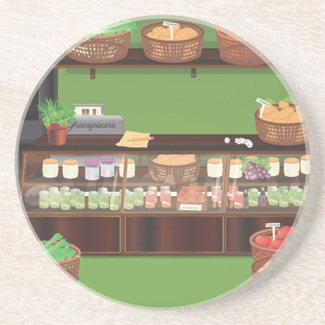 Dessous De Verre En Grès Magasin de fruits et légumes (Devant)