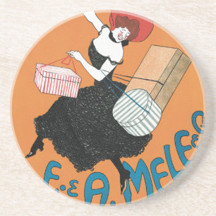 Dessous De Verre En Grès Magasins Italiens Art Nouveau vintage par Capiello