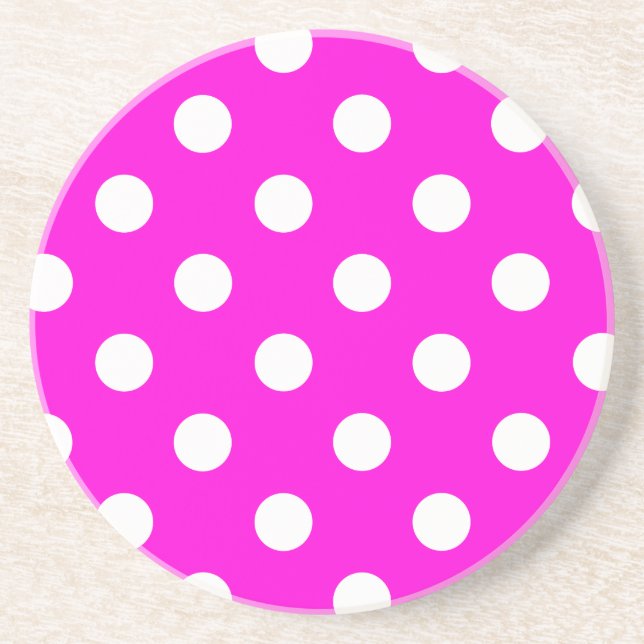 Dessous De Verre En Grès Magenta pois #FF00DC (Devant)