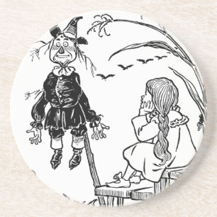 Dessous De Verre En Grès Magicien d'Oz vintage, Dorothy et Toto rencontrent