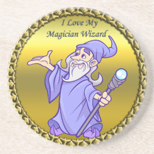 Dessous De Verre En Grès Magicien magicien or sorcière violet sorcière