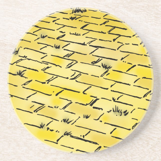 Dessous De Verre En Grès Magicien vintage de Oz Route de briques jaunes par (Devant)