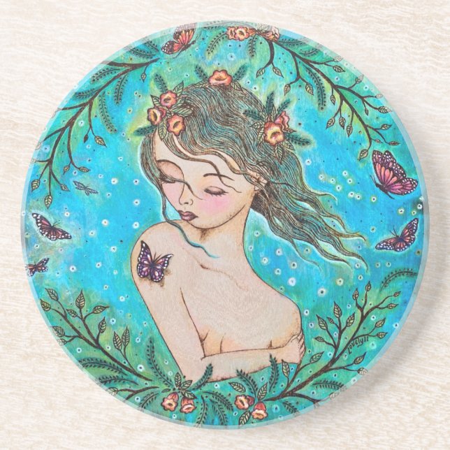 Dessous de verre en grès magique et éthéré (Devant)