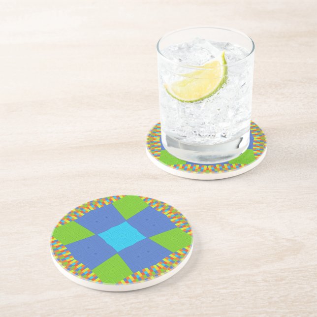 Dessous De Verre En Grès Magnifique Conception d'Impression Artistique Vert (Côté)