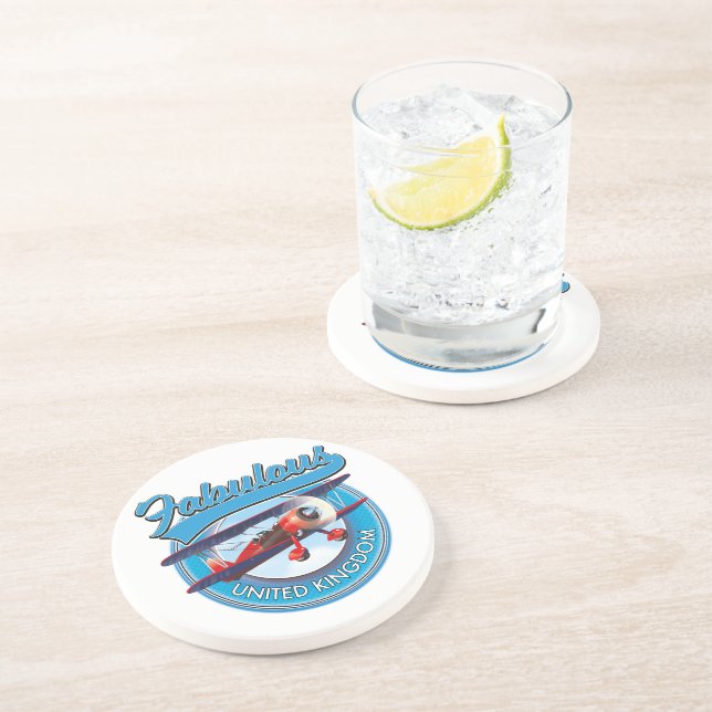 Dessous De Verre En Grès Magnifique patch de voyage au Royaume-Uni. (Côté)