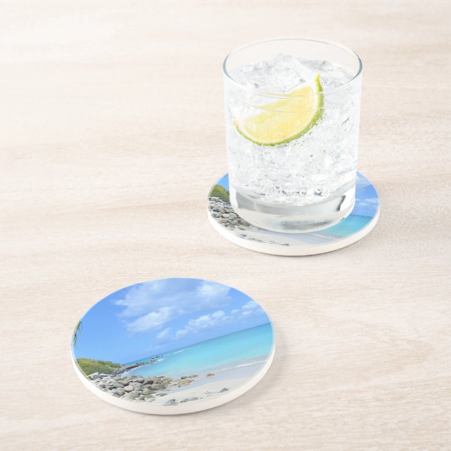 Dessous De Verre En Grès Magnifique plage tropicale turquoise (Côté)