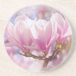 Dessous De Verre En Grès Magnolia rose-pourpre en floraison - Fleur de prin