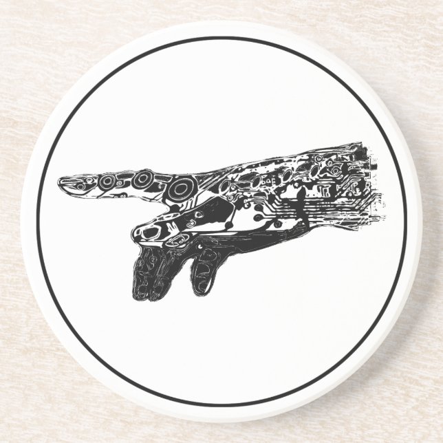 Dessous De Verre En Grès Main de Dieu de cyborg ? (Devant)