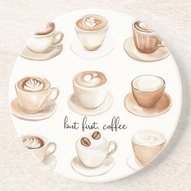Dessous De Verre En Grès Mais d'abord, les tasses à café (Devant)