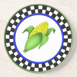 Dessous De Verre En Grès Maïs Sur La Cob Rond Sandstone Checkerboard Côte